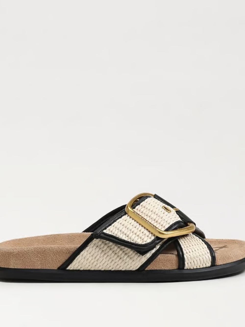 Sam Edelman Ivory Woven Slide Sandals with Gold Buckle - Picture 4 of 8